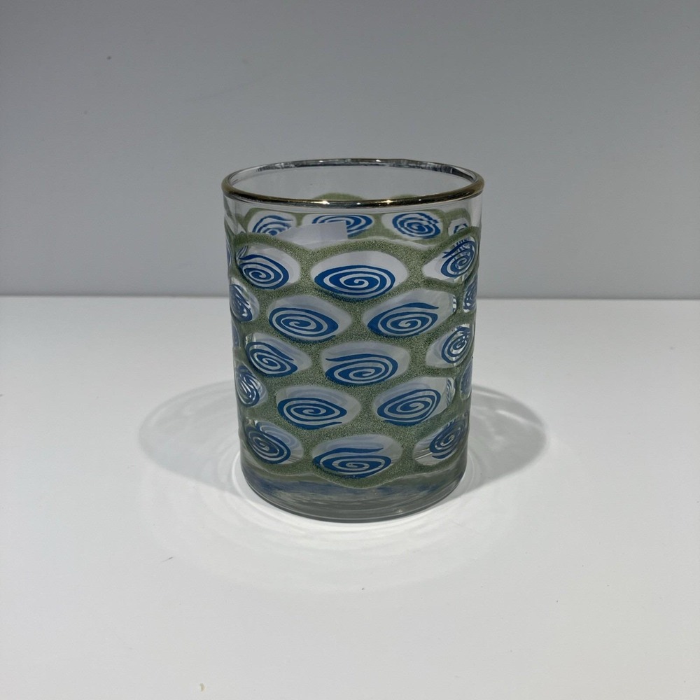 Libbey Blue Green Peacock Glass 3 3/82" Cocktail Highball Glass Vintage MCM